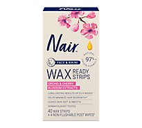 Nair Wax Ready Strips Face And Bikini Hair Removal Wax Strips - 40 Count