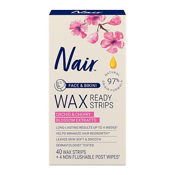 Nair Face And Bikini Hair Remover Wax Ready Strips - 40 Count
