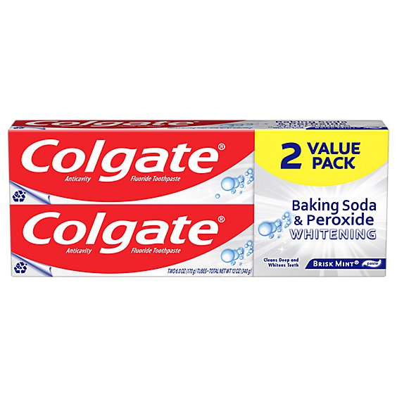 Colgate Toothpaste Baking Soda & Peroxide Whitening Twin Pack - 2-6 Oz