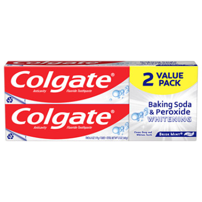 Colgate Toothpaste Baking Soda & Peroxide Whitening Twin Pack - 2-6 Oz