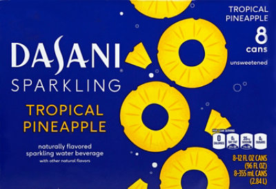 Dasani Water Sparkling Zero Calorie Tropical Pineapple Flavored 8 Count - 12 Fl. Oz. - Image 3