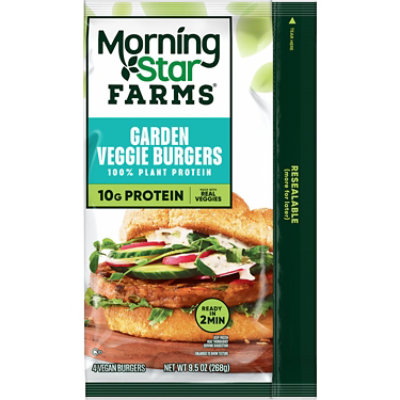 MorningStar Farms Veggie Burgers Plant Based Protein Garden Veggie 4 Count - 9.5 Oz - Image 6