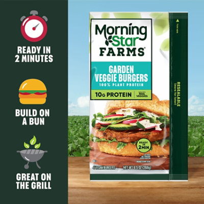 MorningStar Farms Plant Based Veggie Burgers Garden Veggie Vegan Meat - 4 - 9.5 Oz - Image 3