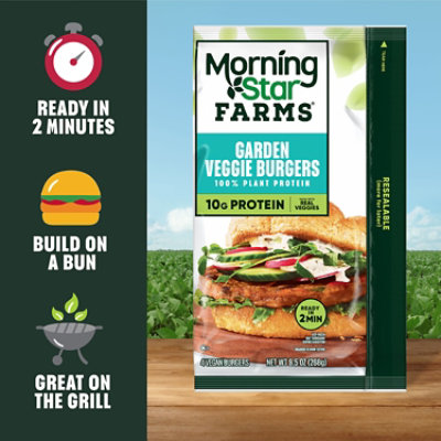 MorningStar Farms Veggie Burgers Plant Based Protein Garden Veggie 4 Count - 9.5 Oz - Image 3