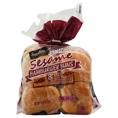 Signature SELECT Buns Hamburger Enriched Sesame 8 Count - 11 Oz
