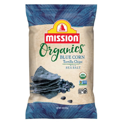 Mission Organics Tortilla Chips Blue Corn - 9 Oz