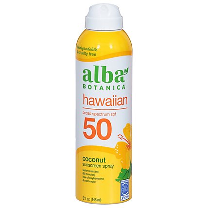 Alba Botanica Sunscreen Clear Spray Nourishing Coconut Broad Spectrum SPF 50 - 6 Fl. Oz. - Image 1