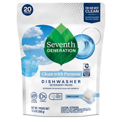 Seventh Generation Dishwasher Detergent Packs Powerful Clean Free & Clear - 20 Count - Image 1