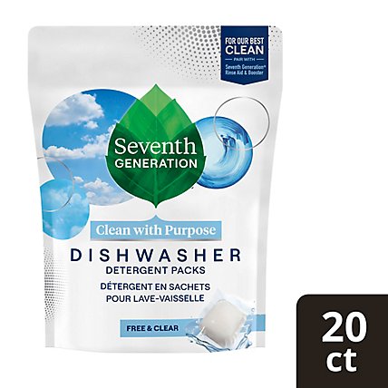 Seventh Generation Dishwasher Detergent Packs Powerful Clean Free & Clear - 20 Count - Image 1
