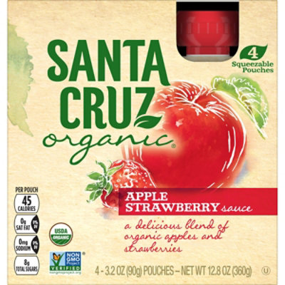 Santa Cruz Organic Apple Strawberry Sauce Pouches 4 3.2 Oz