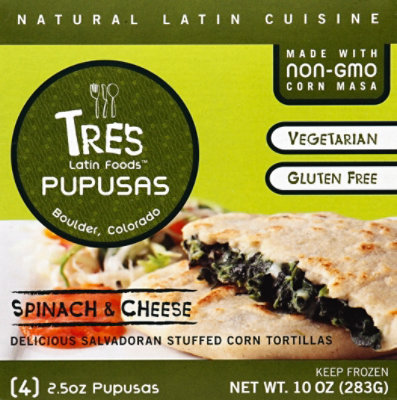 Tres Latin Foods Spinach & Cheese Corn Tortilla Pupusas - 4-2.5 Oz - Image 2