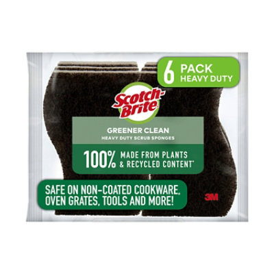 Scotch-Brite Greener Clean Scrub Sponges Heavy Duty Pack - 6 Count