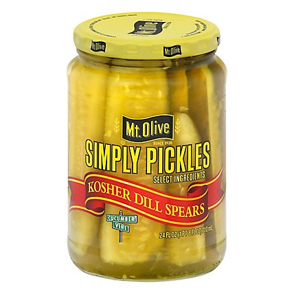 Mt. Olive Pickles Simply Pickles Spears Made With Sea Salt Kosher Dill - 24 Fl. Oz. - Image 1