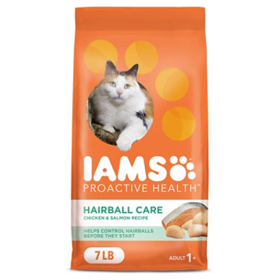 Iams Proactive Health Hairball Care with Chicken and Salmon Cat Kibble Adult Dry Cat Food - 7 Lbs