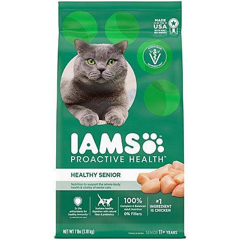 Iams Proactive Health Healthy Senior Dry Cat Food With Chicken Cat Kibble - 7 Lb