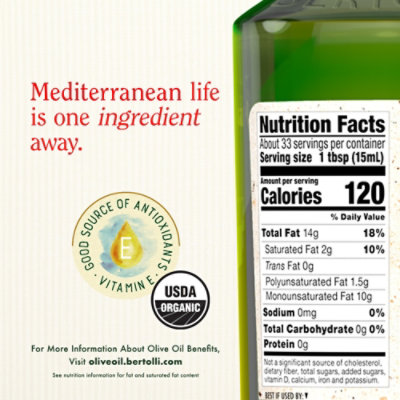 Bertolli Olive Oil Organic Extra Virgin - 17 Fl. Oz. - Image 6