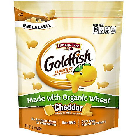 Pepperidge Farm Goldfish Crackers Baked Snack Organic Wheat Cheddar - 8 Oz
