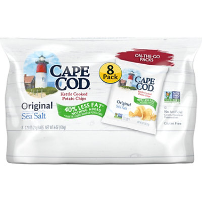 Cape Cod Less Fat Original Kettle Potato Chips Snack Bag - 8 Count