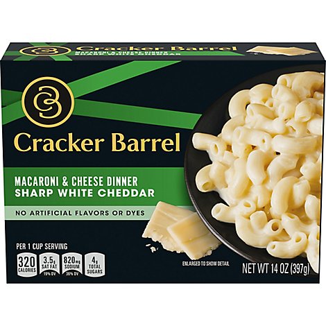 Cracker Barrel Macaroni & Cheese Dinner Sharp White Cheddar Box - 14 Oz