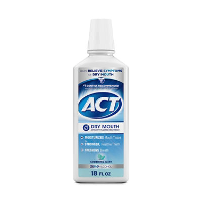ACT Dry Mouth Anticavity Fluoride Mouthwash Soothing Mint - 18 Fl. Oz. - Image 1