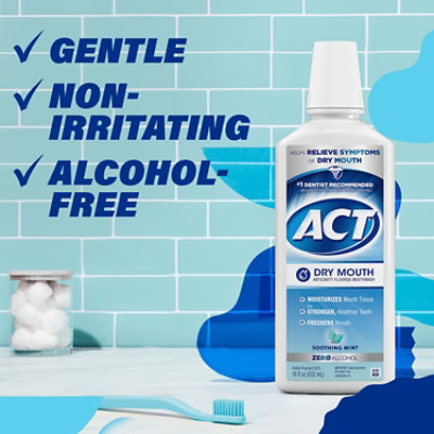 ACT Dry Mouth Anticavity Fluoride Mouthwash Soothing Mint - 18 Fl. Oz. - Image 7