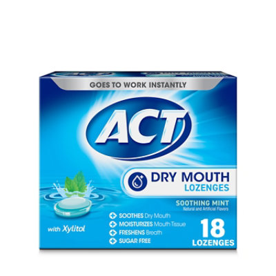 ACT Dry Mouth Moisturizing Lozenges Soothing Mint - 18 Count
