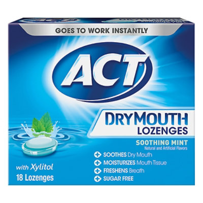 ACT Dry Mouth Lozenges with Xylitol Soothing Mint - 18 Count
