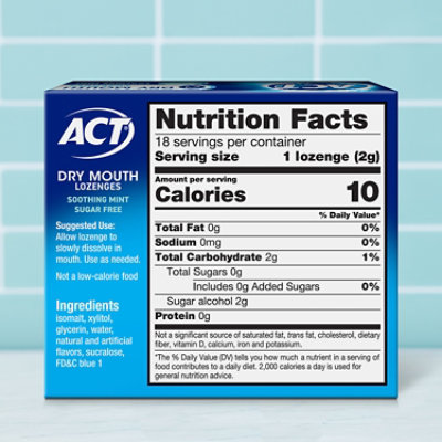 ACT Dry Mouth Moisturizing Lozenges Soothing Mint - 18 Count - Image 2