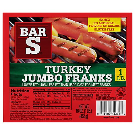 Bar-S Franks Jumbo Turkey - 16 Oz