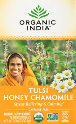 Organic India Tulsi Tea Organic Caffeine Free Honey Chamomile 18 Count - 1.08 Oz - Image 2