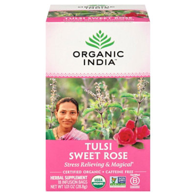 Organic India Tulsi Tea Organic Caffeine Free Sweet Rose 18 Count - 1.01 Oz - Image 3