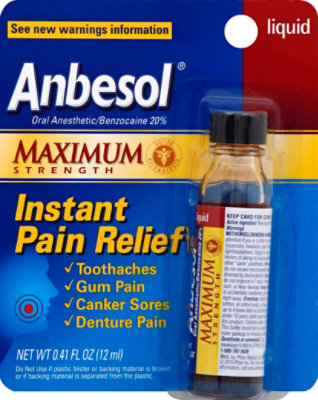 Anbesol Pain Relief Instant Maximum Strength Liquid - 0.41 Fl. Oz. - Image 2