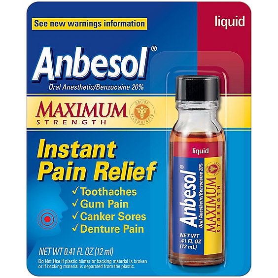 Anbesol Pain Relief Instant Maximum Strength Liquid - 0.41 Fl. Oz.
