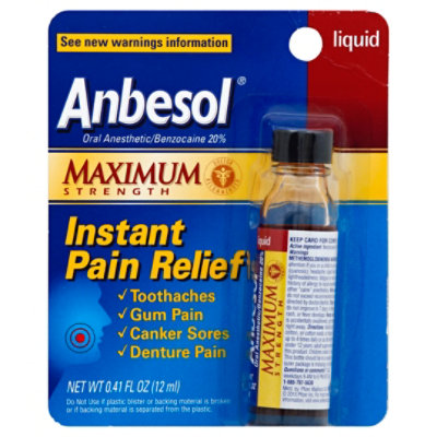 Anbesol Pain Relief Instant Maximum Strength Liquid - 0.41 Fl. Oz.