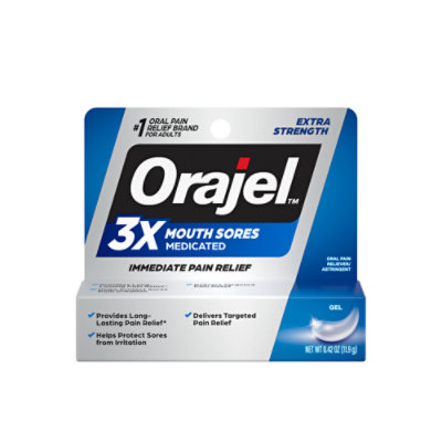 Orajel Pain Reliever Gel For All Mouth Sores Maximum Strength - 0.42 Oz