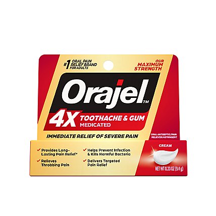 Orajel 4X For Severe Toothache Gum Pain Cream Tube - 0.33 Oz - Image 1