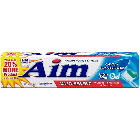 Aim Toothpaste Anticavity Fluoride Cavity Protection Ultra Mint Gel Value Pack - 5.5 Oz