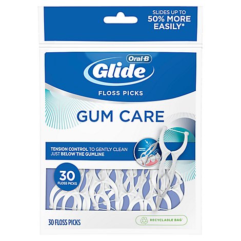 Oral-B Glide Gum Care Picks Good for Back Teeth Dental Floss - 30 Count