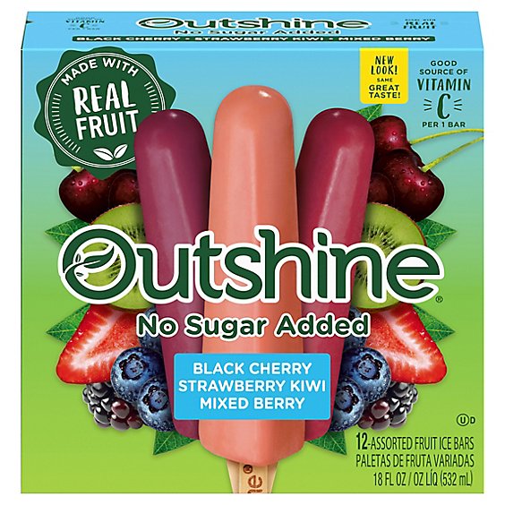 Outshine Fruit Ice Bars No Sugar Added Assorted 12 Count - 18 Fl. Oz.