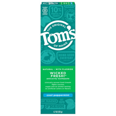 Toms Of Maine Toothpaste Wicked Fresh! Cool Peppermint Fluoride - 4.7 Oz