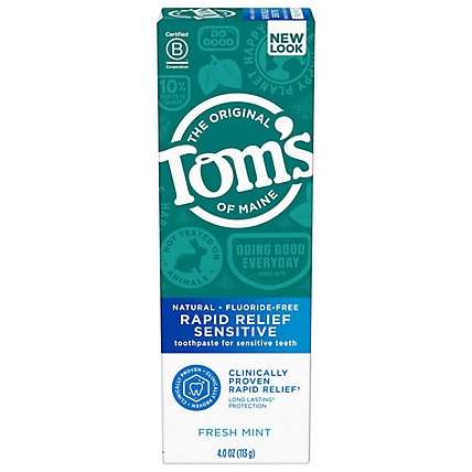 Toms of Maine Toothpaste Fluoride Free Rapid Relief Sensitive Fresh Mint - 4 Oz - Image 3