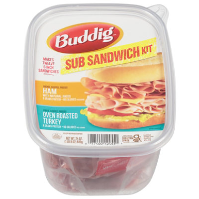 Buddig Sub Kit Or Tky/Smk Ham - 24 Oz