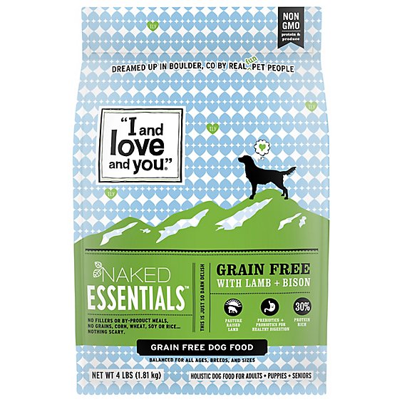 I And Love And You Naked Essentials Dog Food Lamb & Bison Bag - 4 Lb