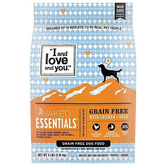 I And Love And You Naked Essentials Dog Food Chicken & Duck Bag - 4 Lb