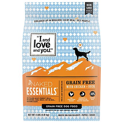 I And Love And You Naked Essentials Dog Food Chicken & Duck Bag - 4 Lb - Image 1