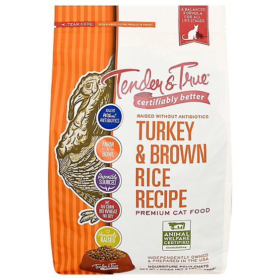 Tender & True Premium Cat Food Turkey and Brown Rice Recipe - 3 Lb