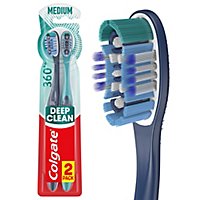 Colgate 360° Manual Toothbrush with Tongue and Cheek Cleaner Medium - 2 Count - Image 2