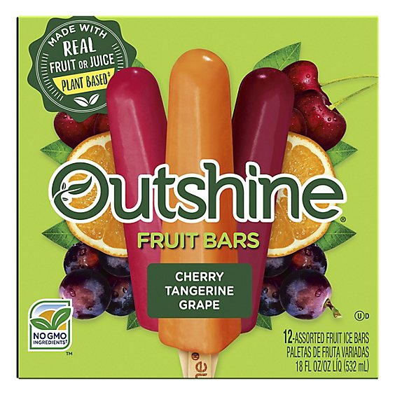 Outshine Cherry Tangerine And Grape Frozen Fruit Pops Variety Pack - 12 Count