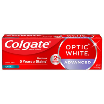 Colgate Optic White Advanced Teeth Whitening Toothpaste Icy Fresh - 3.2 Oz - Image 1