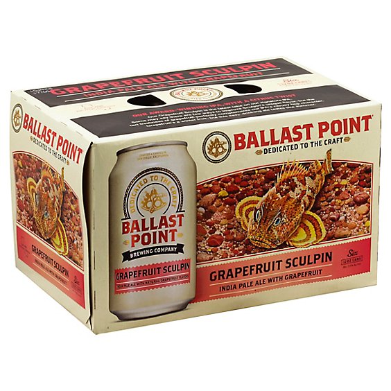 Ballast Point Sculpin Grapefruit IPA Craft Beer Cans 7.0% ABV - 6-12 Fl. Oz.